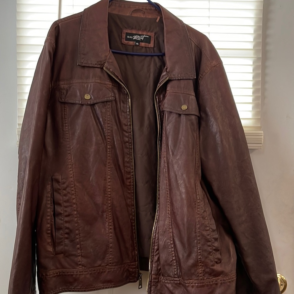 Black Rivet Men’s Faux Leather Jacket Gem